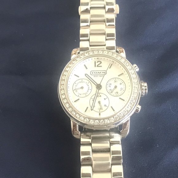 CLOSET CLOSEOUT! Coach silver chronograph watch - Picture 4 of 5